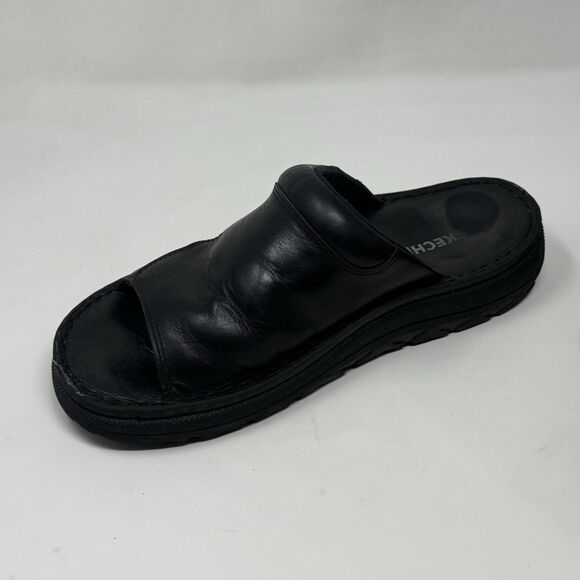 Skechers Jammers Slide Sandals Mens 11 Black Leather Chunky Sole Vintage Y2K - Picture 8 of 14